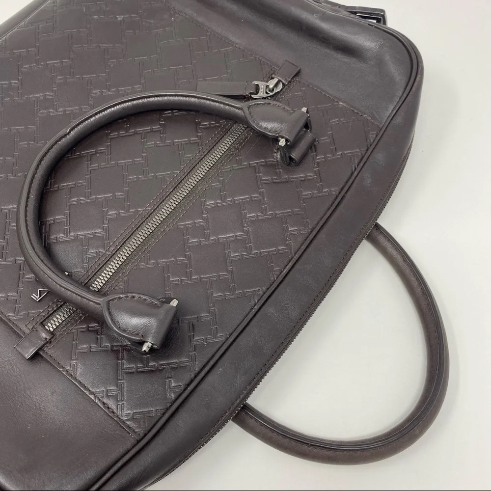 Tumi Ticon Brown Leather Brief Top Zip Bag Case